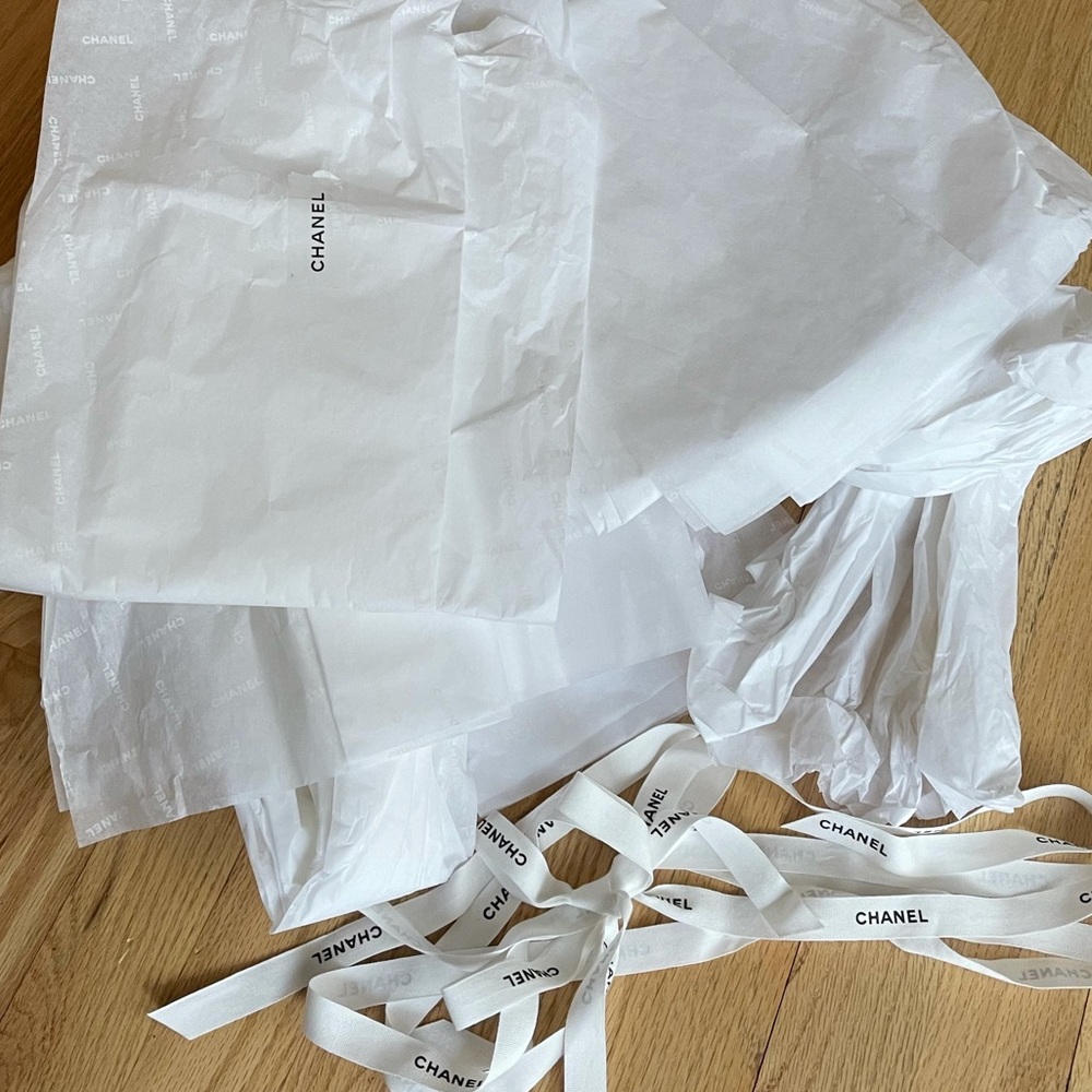AUTHENTIC CHANEL TISSUE PAPER AND RIBBON